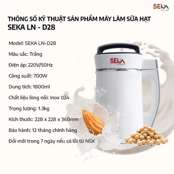 Máy Làm Sữa Hạt SEKA LN-D28 8